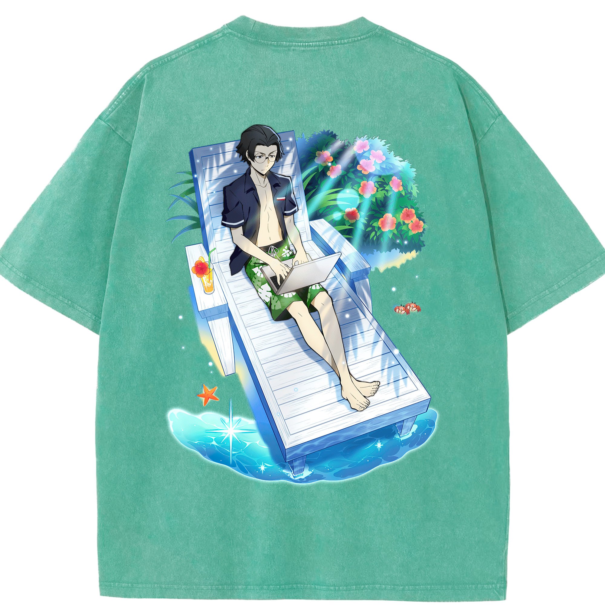 （画像用） 文豪ストレイドッグス Bungo Stray Dogs 綿100% ヴィンテージ風 半袖Tシャツ（背面プリント）